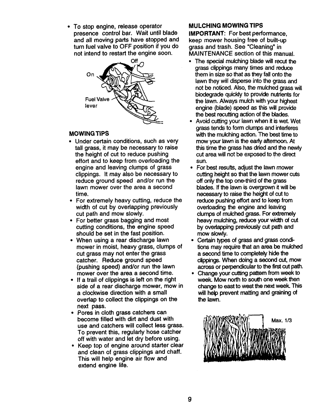 Craftsman 917.379480 owner manual Mowing Tips 