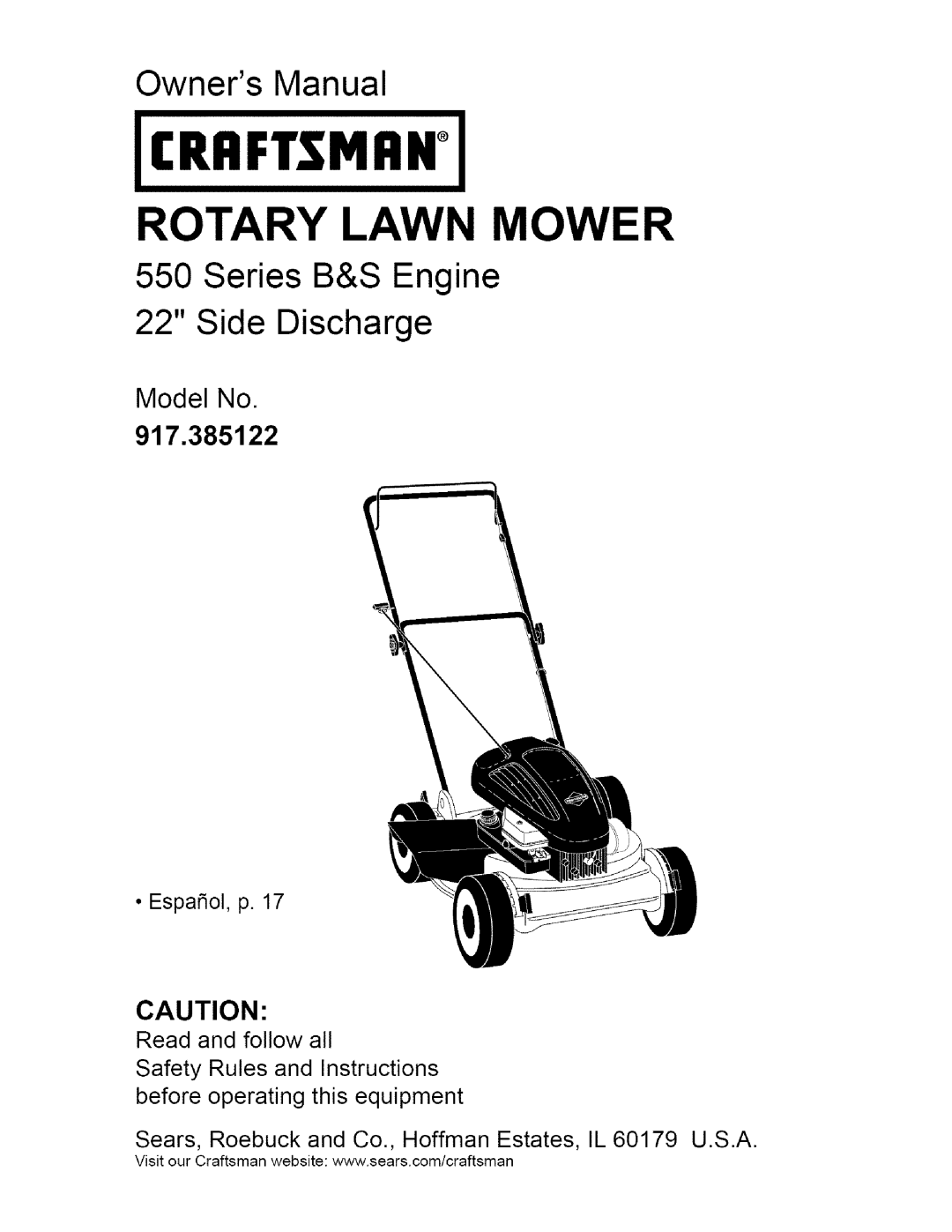 Craftsman 917.385122 manual Rrftsmrn 