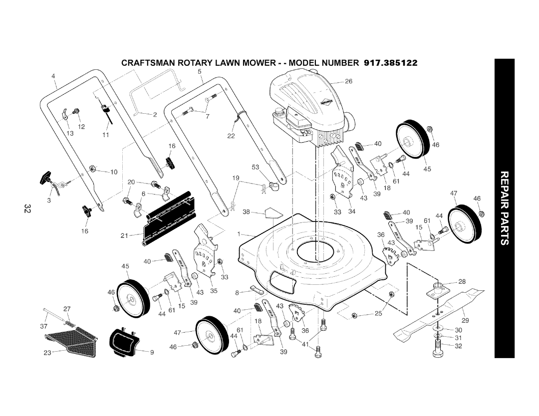 Craftsman 917.385122 manual 33 34 ,J 40 