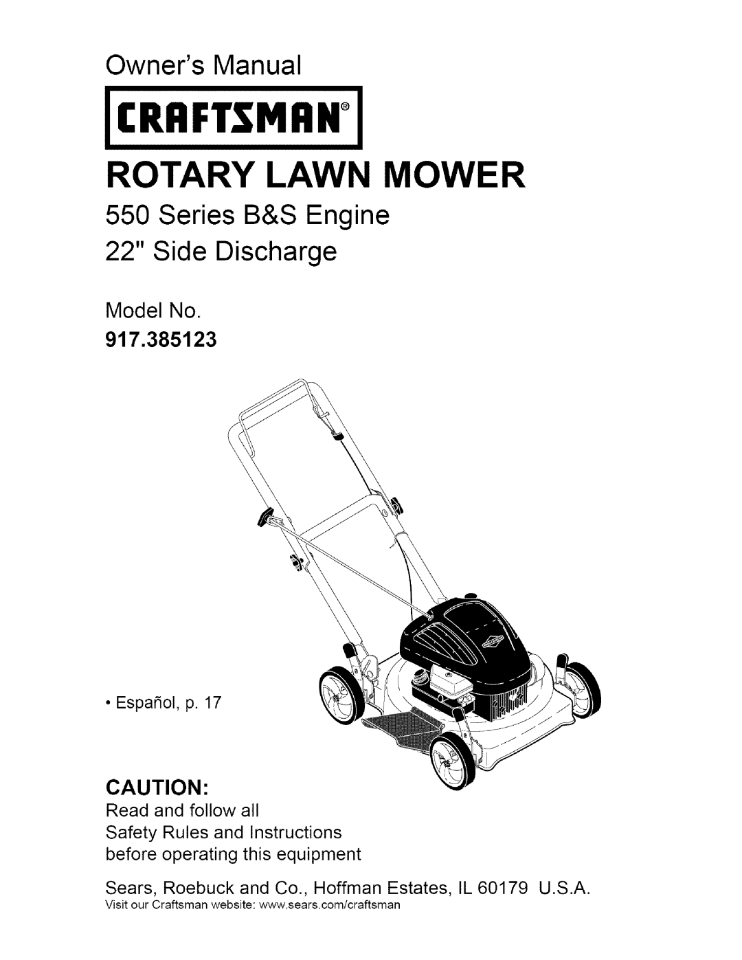 Craftsman 917.385123 owner manual Rrftsmrn 