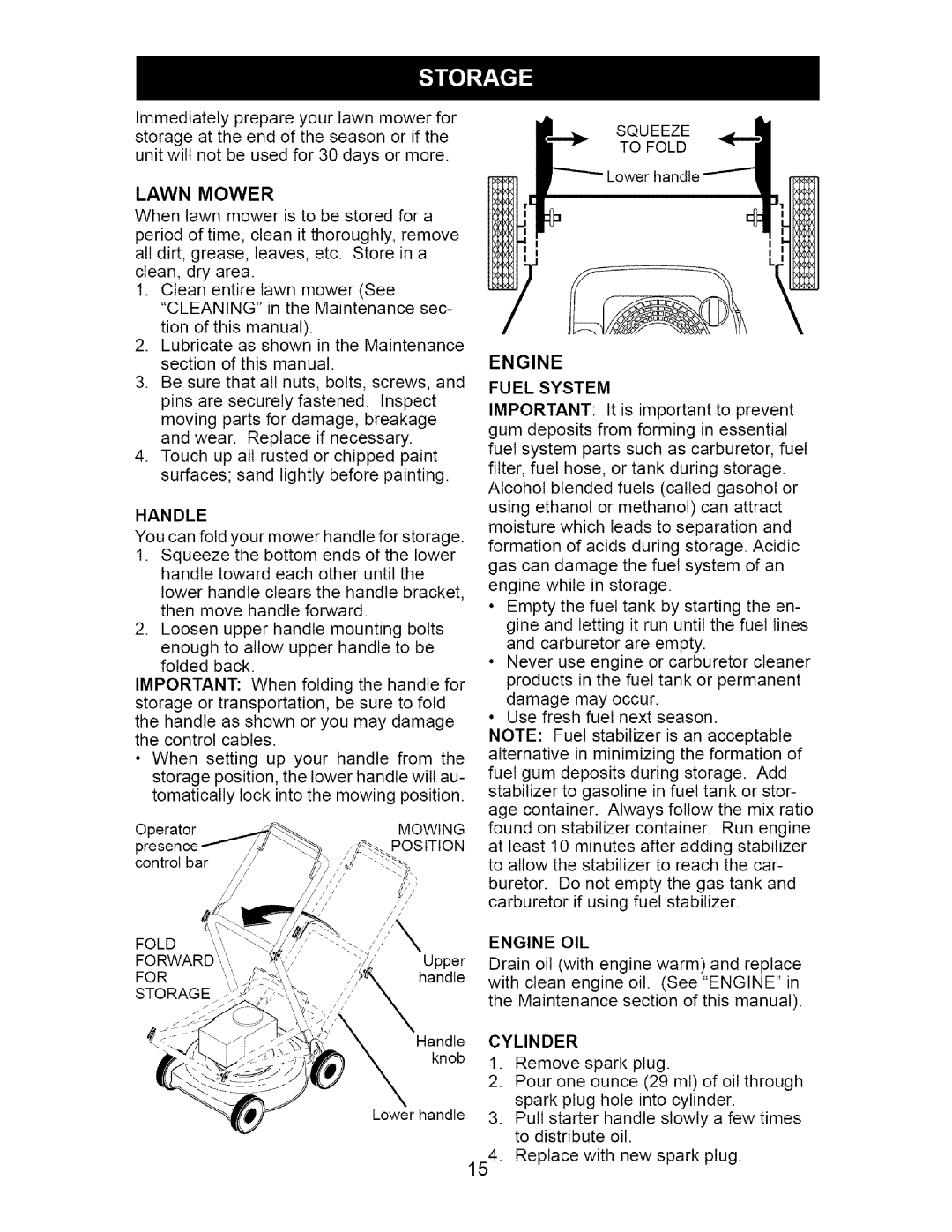 Craftsman 917.38514 owner manual Lawn Mower, Handle 