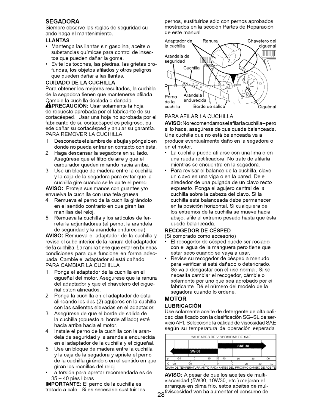 Craftsman 917.38514 owner manual Llantas, Recogedor DE Cosped Si comprado como accesorio 