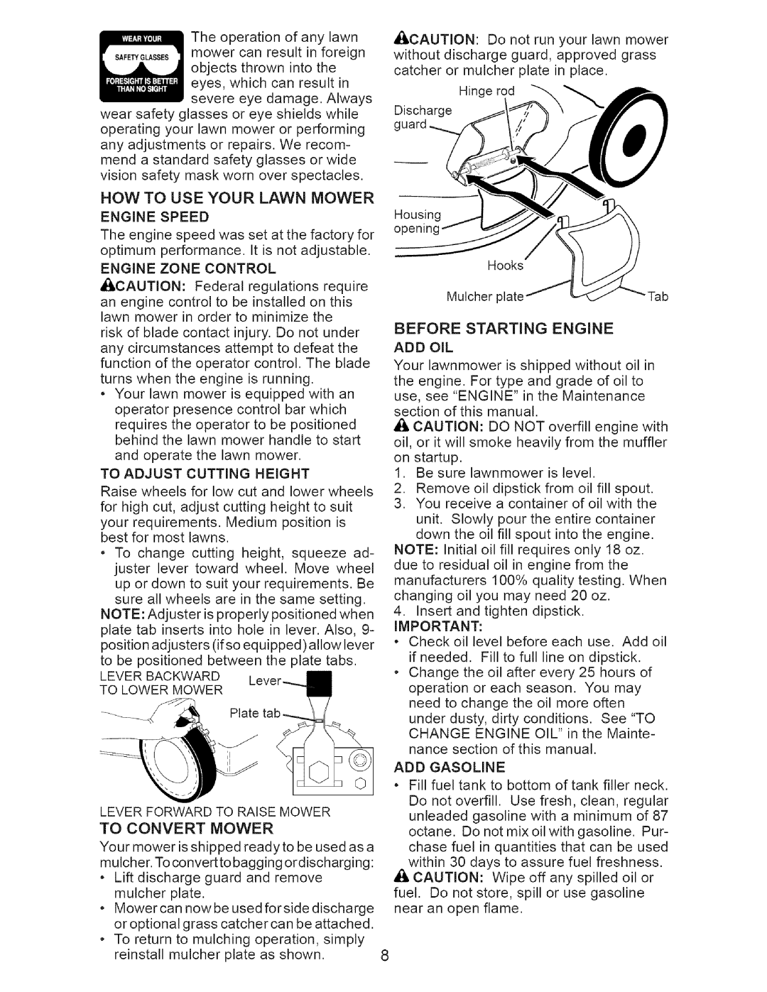 Craftsman 917.385142 owner manual ADD Gasoline 