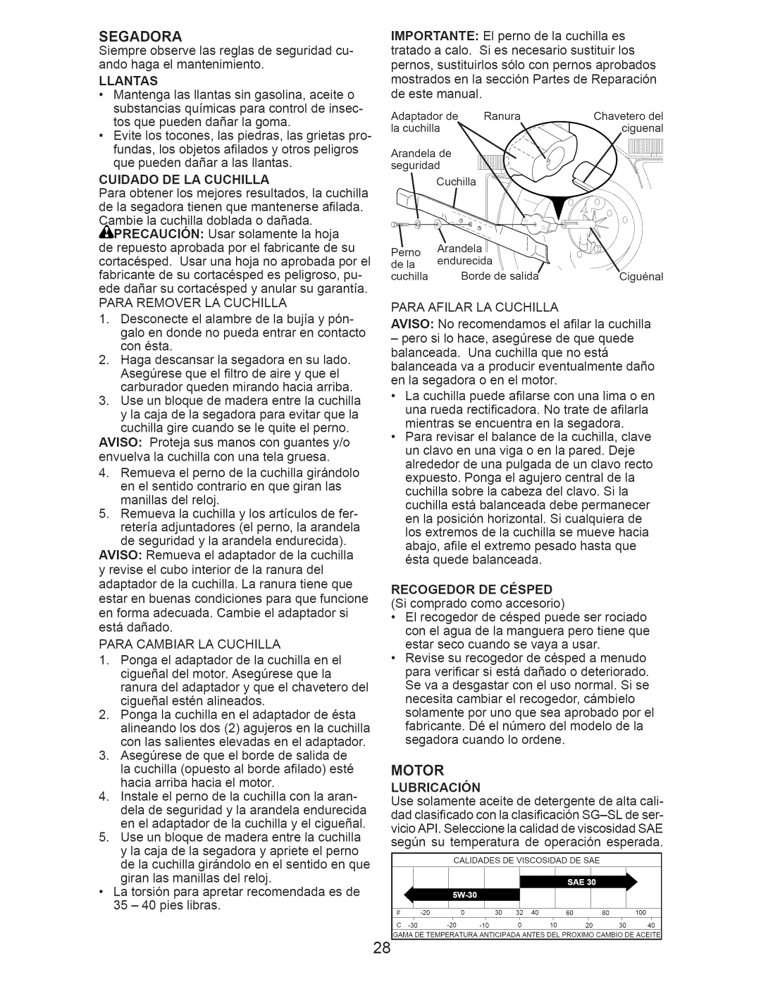 Craftsman 917.385270 owner manual Segadora 