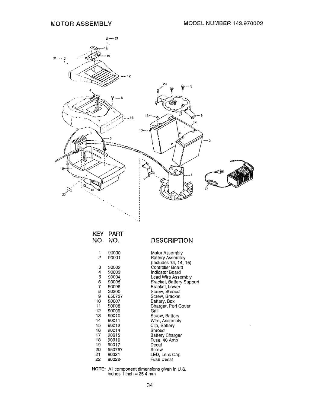 Craftsman 917.386410 owner manual Part Description, Motor Assembly 