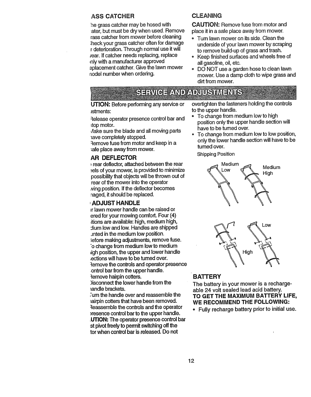 Craftsman 917.386411 manual ASS Catcher, Cleaning 