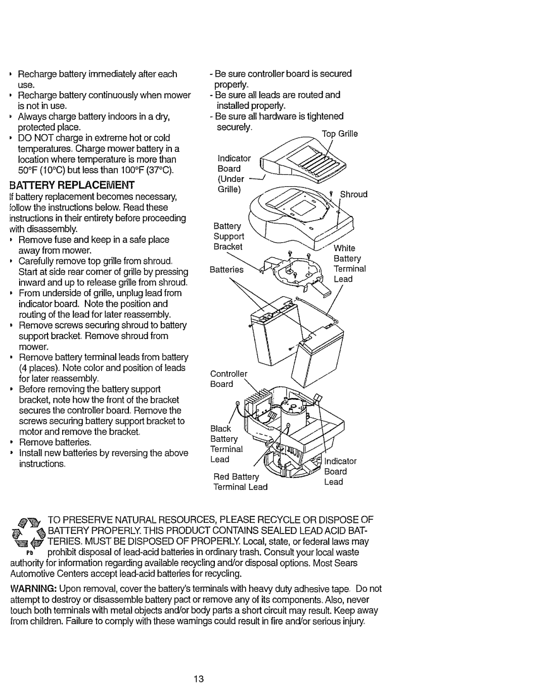 Craftsman 917.386411 manual Batteryreplacement 