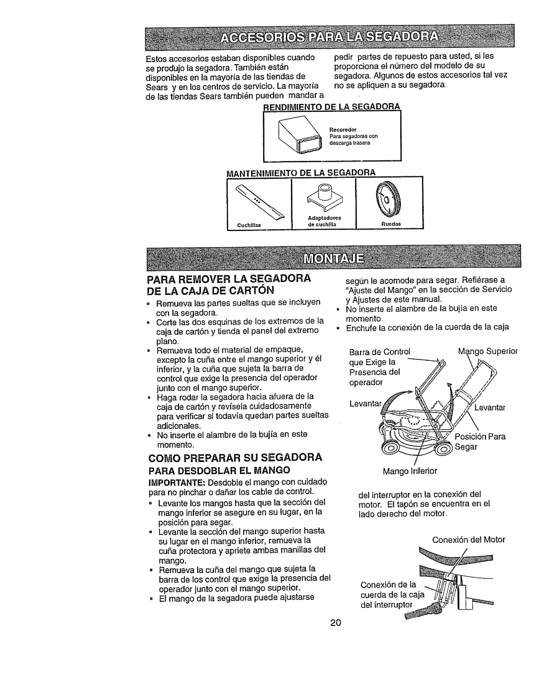 Craftsman 917.386411 manual Posici6n Para, Para Desdoblar EL Mango 