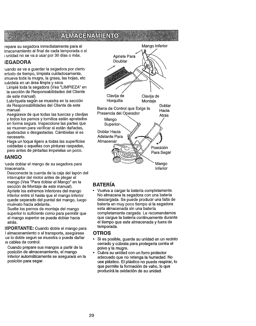 Craftsman 917.386411 manual Egadora, Bateria, Otros 