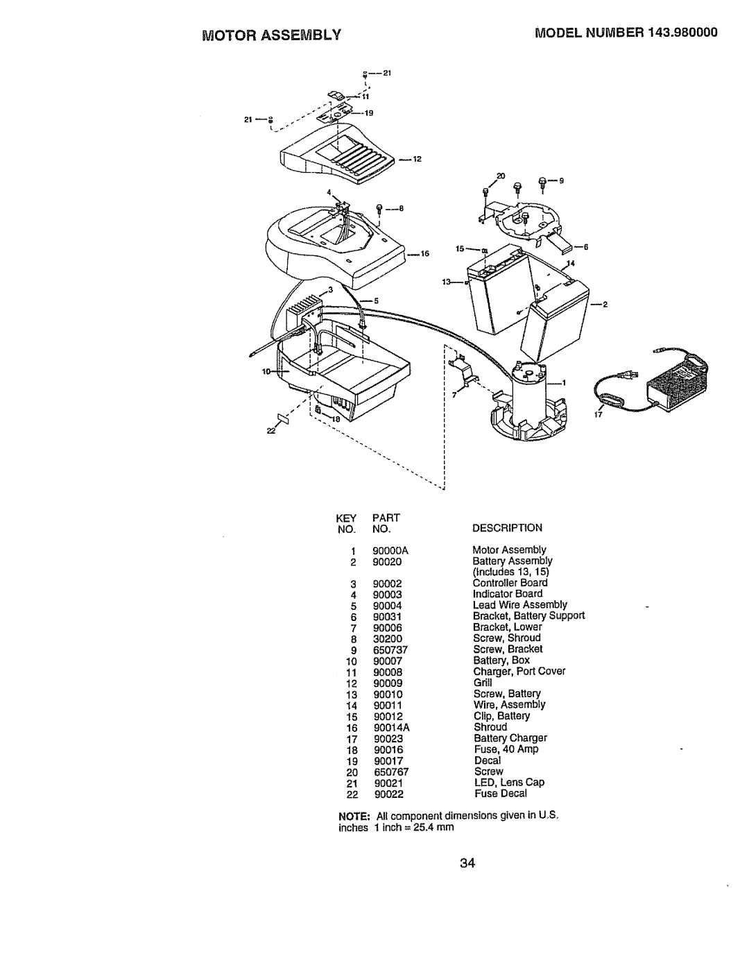 Craftsman 917.386411 manual Motor Assembly, Model Number 