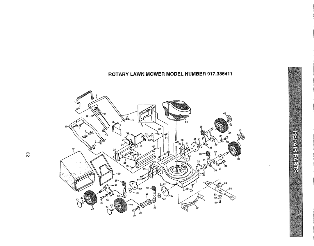 Craftsman 917.386411 manual Rotary Lawn Mower Model Number, 43 35 43 32 57, 38 43, 4336 