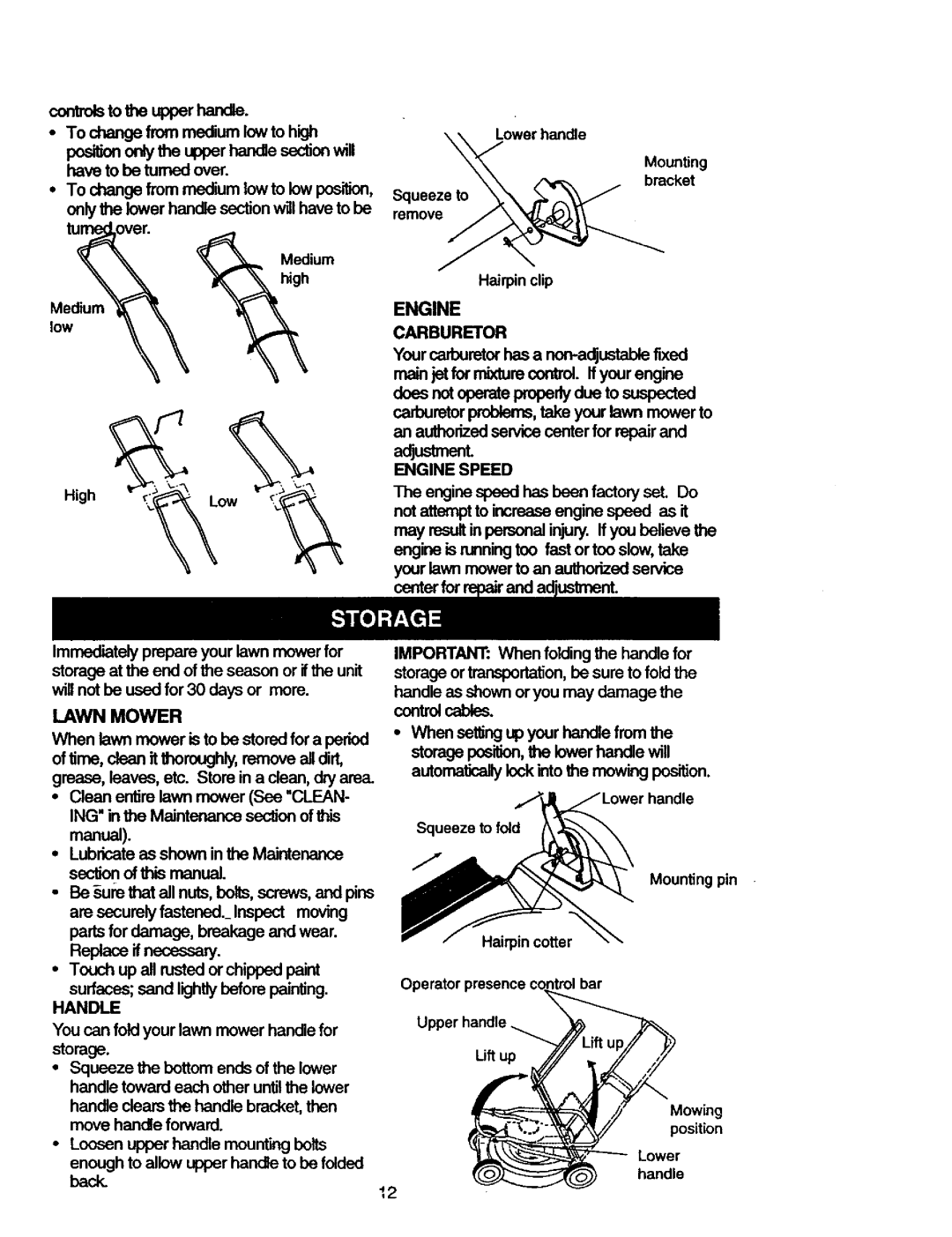 Craftsman 917.387203 owner manual Engine, Carburetor, Handle 