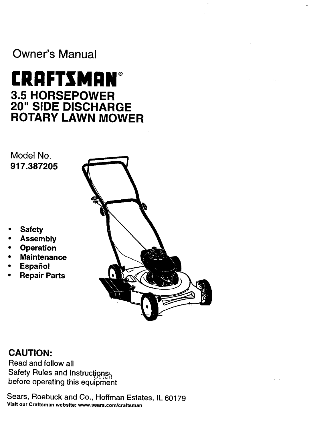 Craftsman 917.387205 owner manual Craftsman+ 