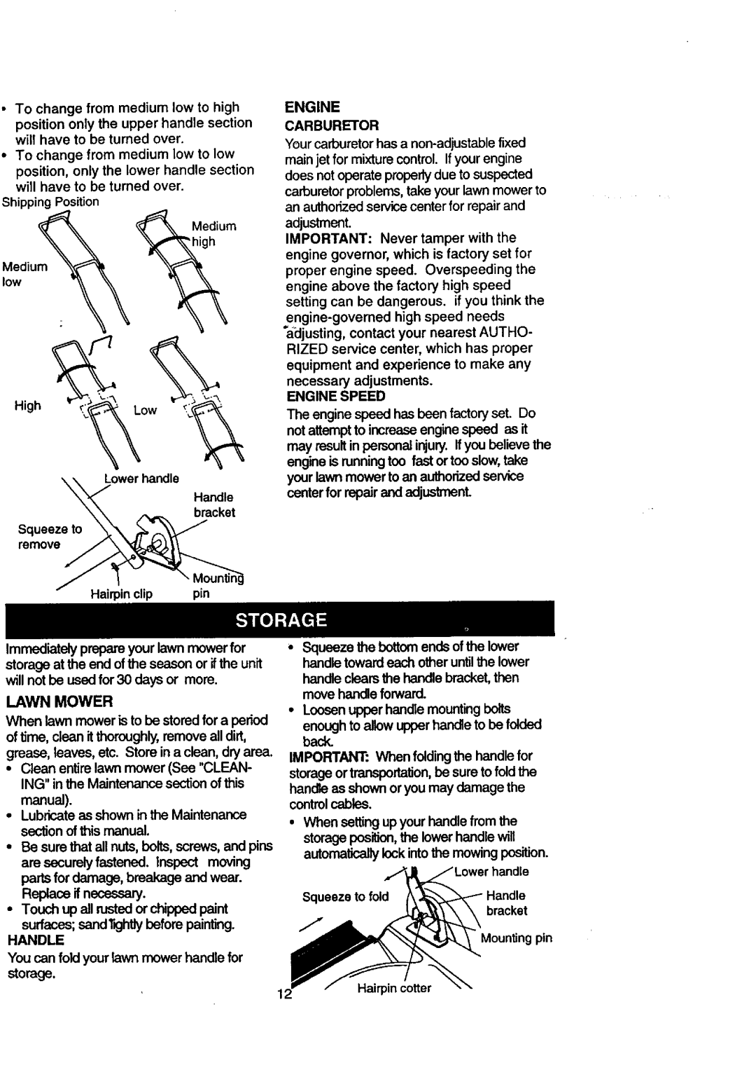 Craftsman 917.387205 owner manual Engine, Handle, Carburetor 