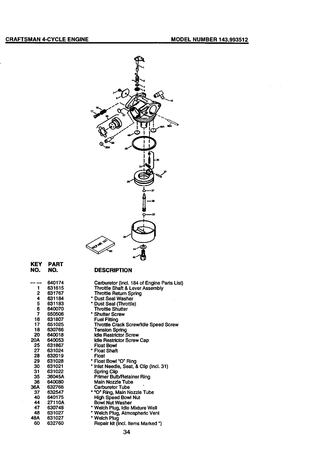 Craftsman 917.387205 owner manual Craftsman 4-CYCLE Engine 