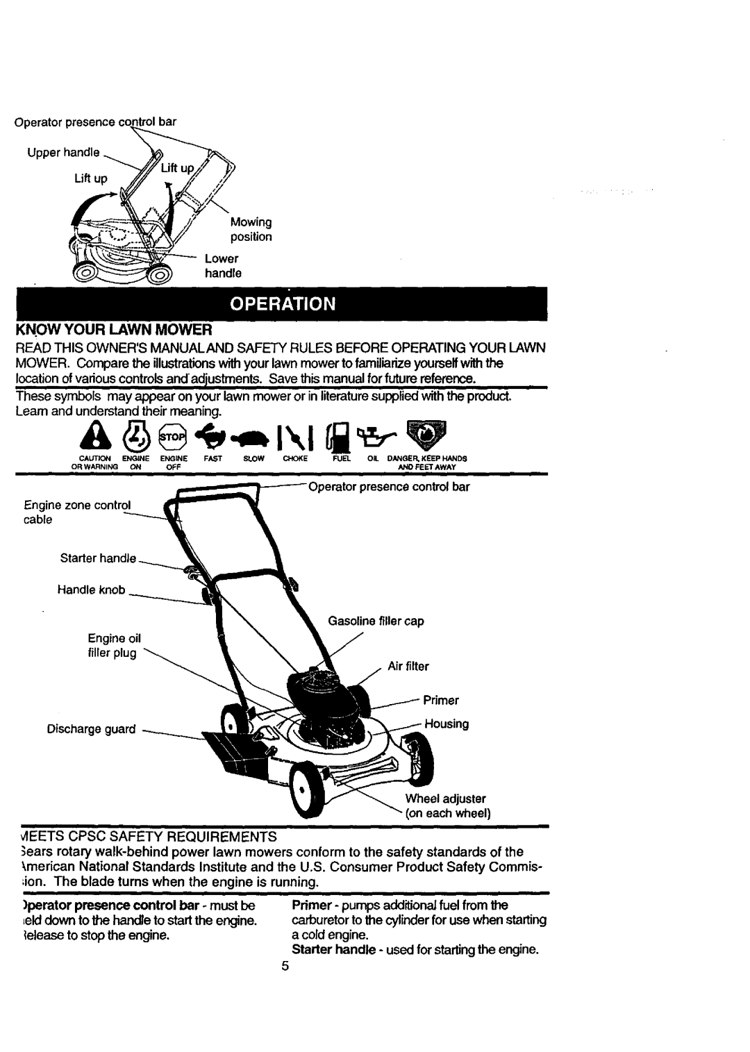 Craftsman 917.387205 owner manual Know Your Lawn Mower 