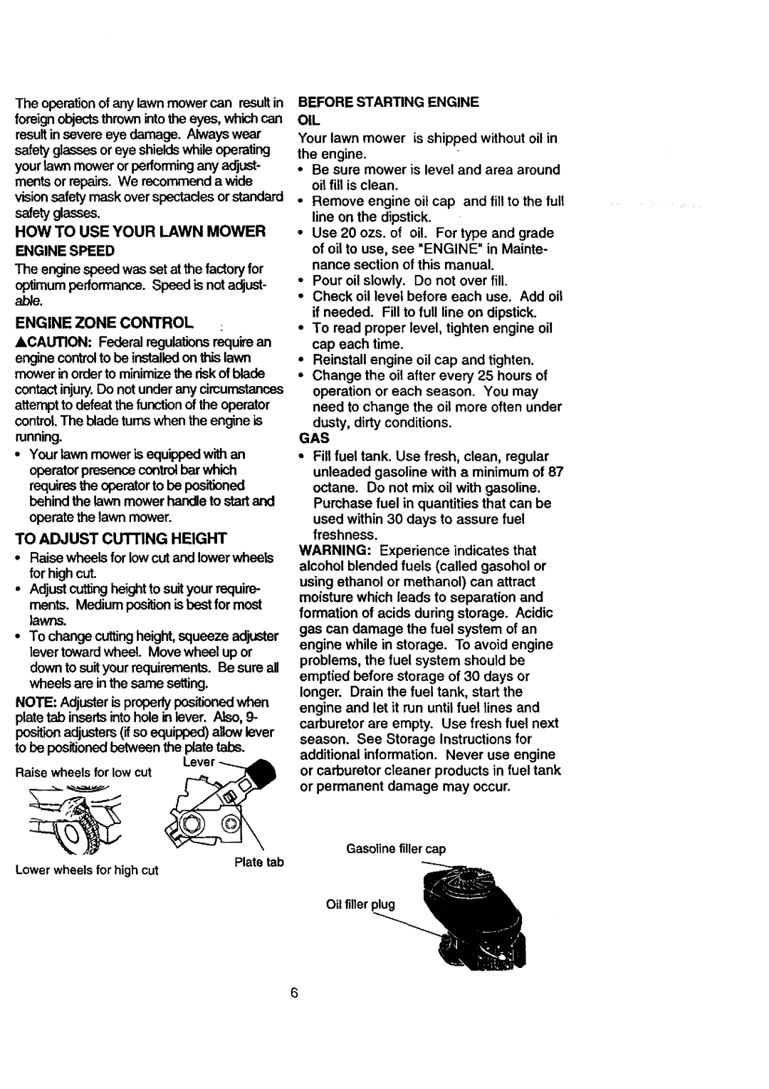 Craftsman 917.387205 HOW to USE Your Lawn Mower Engine Speed, Engine Zone Control, Before Starting Engine OIL, Gas 