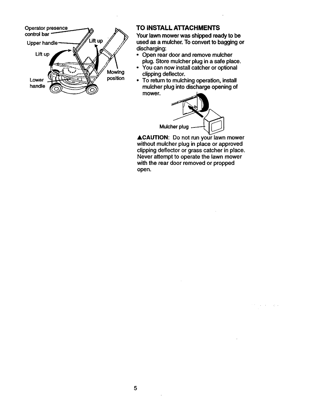 Craftsman 917.387402 owner manual To Install Attachments, Open 