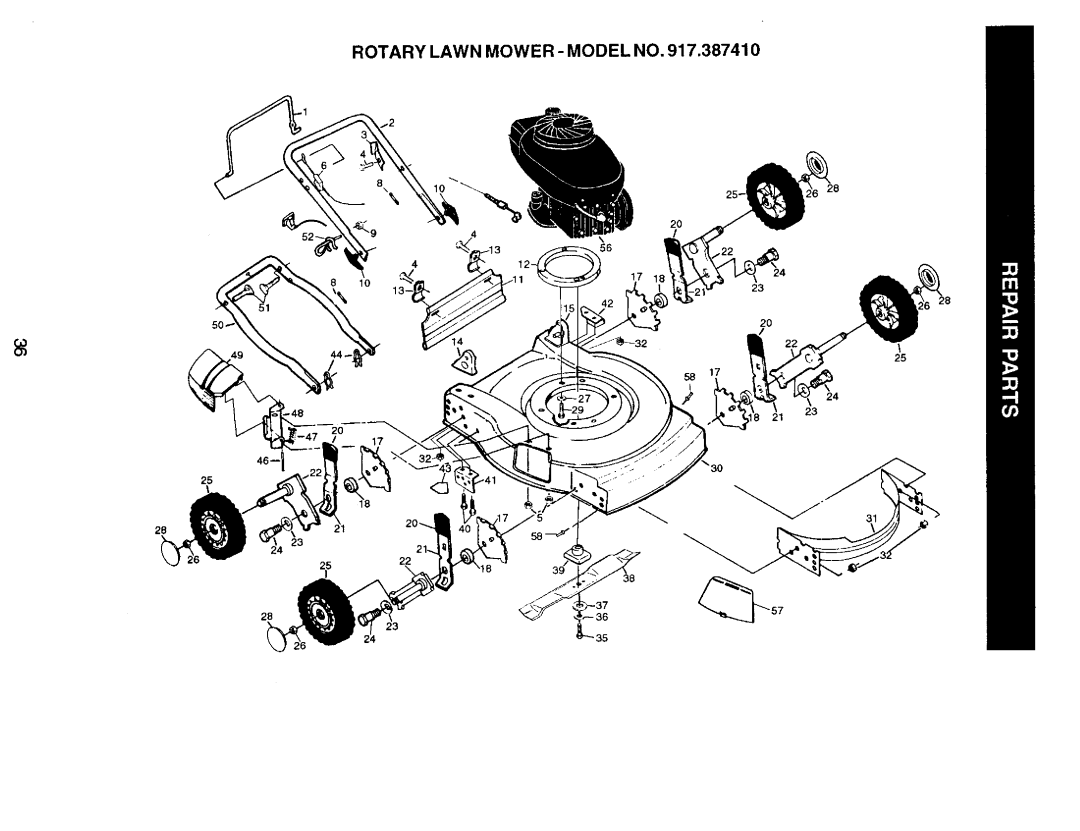 Craftsman 917.38741 owner manual Rotary Lawn Mower Model no 