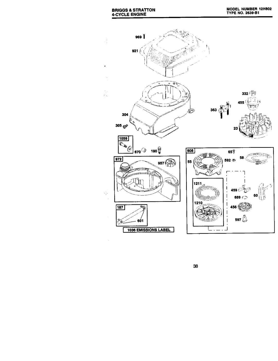 Craftsman 917.3875 owner manual BRIGG$ Stratton Model Number 12H802 Cycle Engine, 1210 