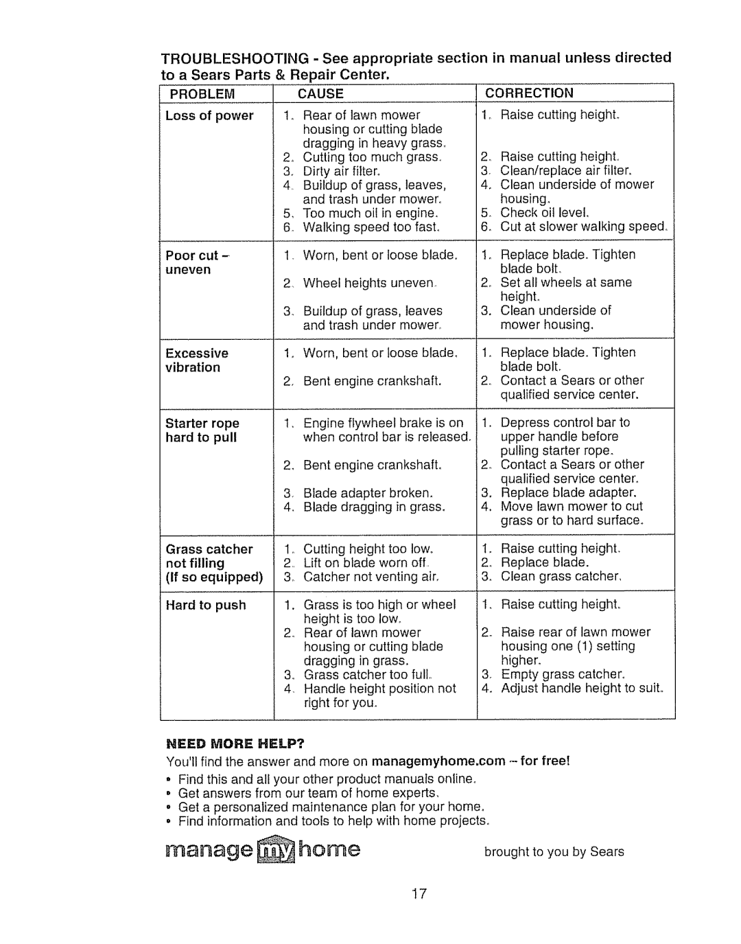 Craftsman 917.388191 manual Vibration, Hard, Need More HELP? 