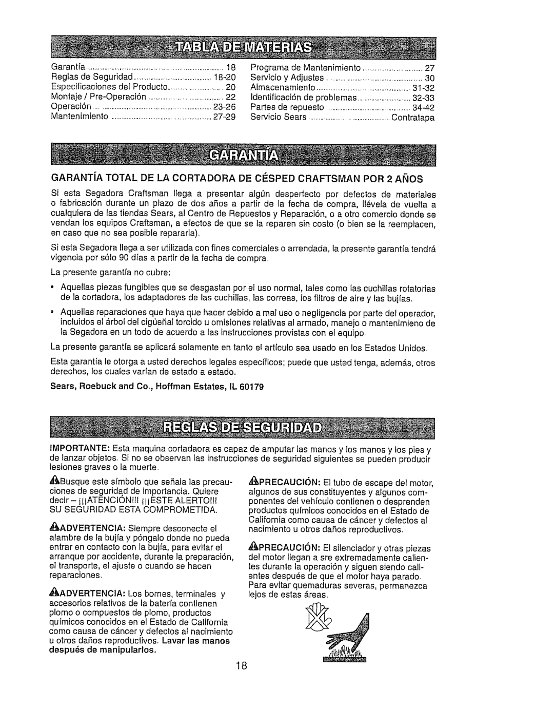 Craftsman 917.388191 manual Sears, Roebuck and Co., Hoffman Estates, IL, SU Seguridad Esta Comprometida 