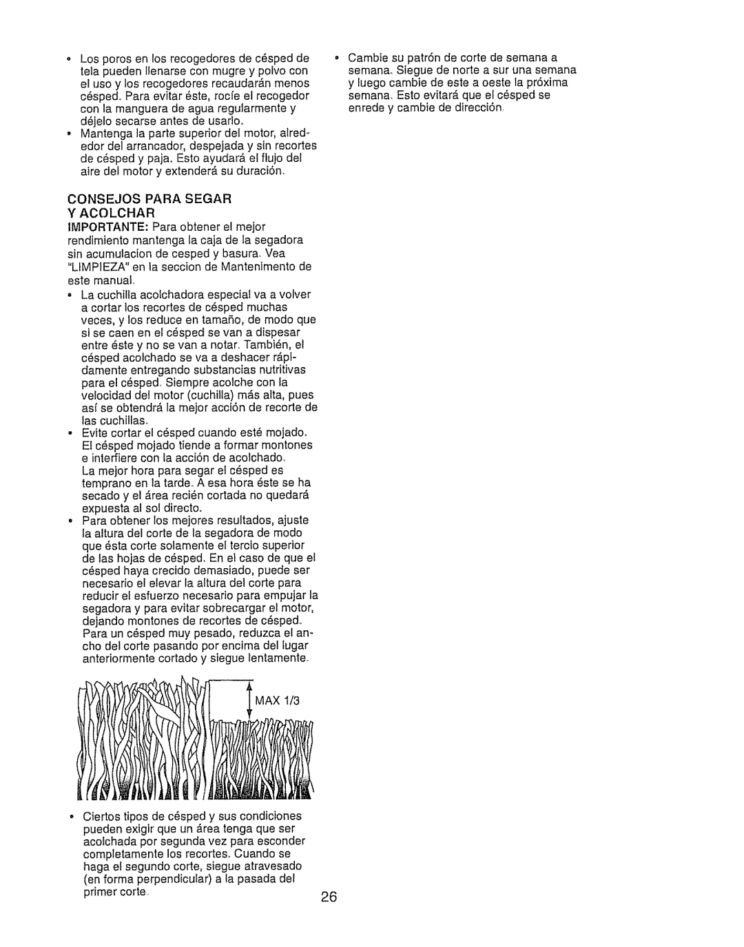 Craftsman 917.388191 manual Consejos Para Segar Y Acolchar 