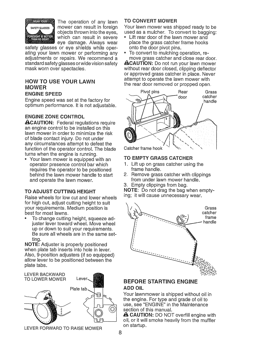 Craftsman 917.388191 manual Add Oil 