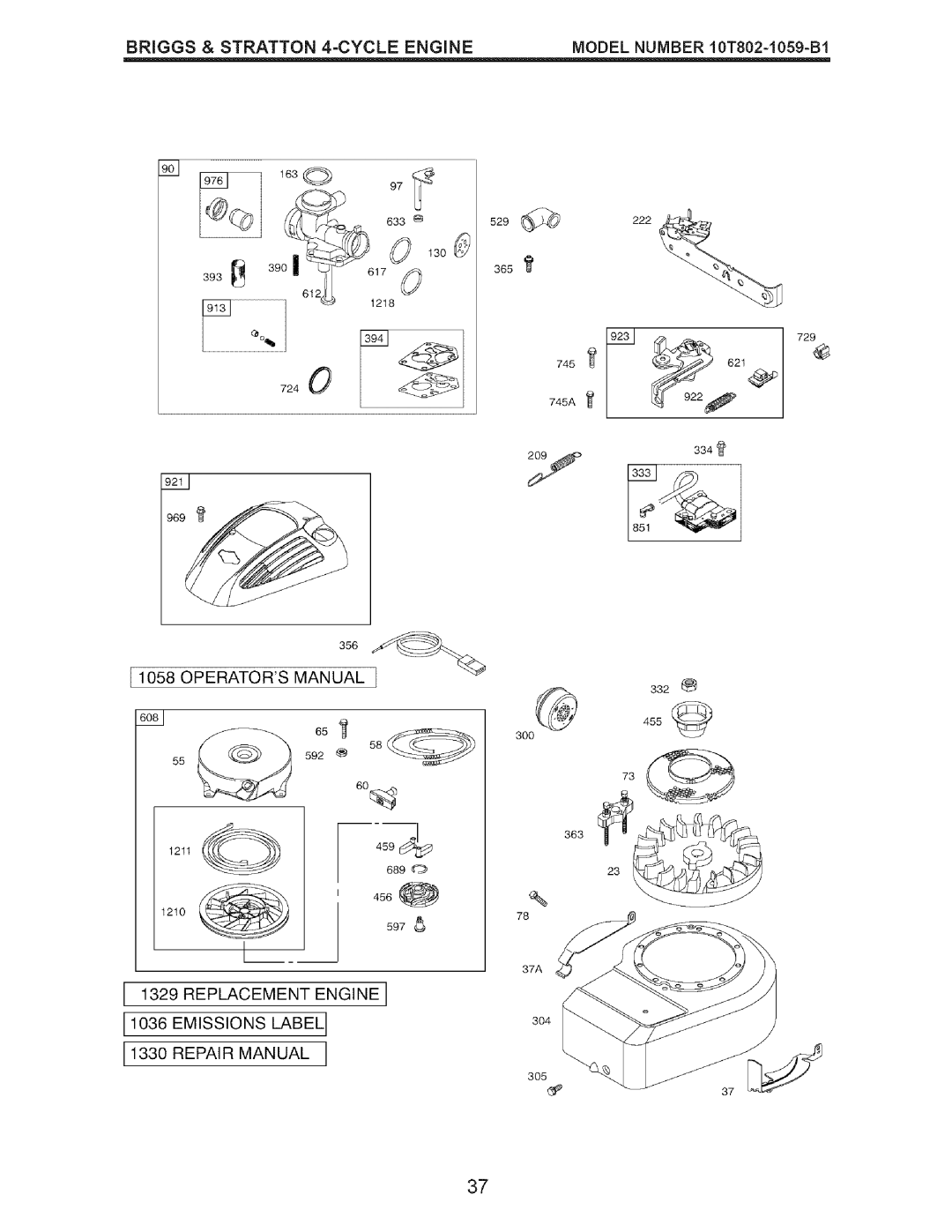 Craftsman 917.3882 owner manual Operators Manual, Replacement Engine Emissions Label 11330REPAIR Manual 