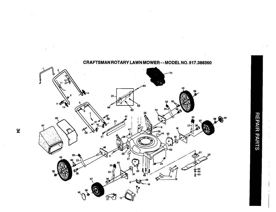 Craftsman 917.38836 owner manual Craftsman Rotary Lawn MOWER-- Model no 