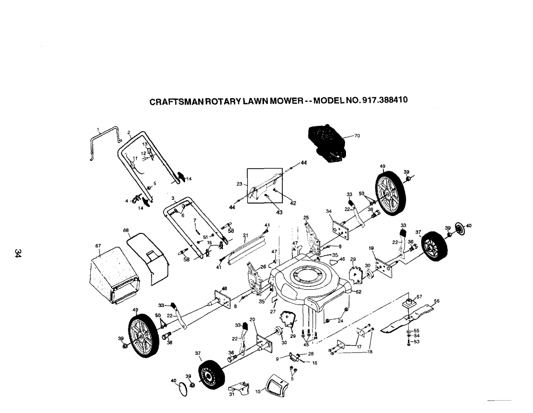 Craftsman 917.38841 owner manual Craftsman Rotary Lawn Mower --MODEL no 