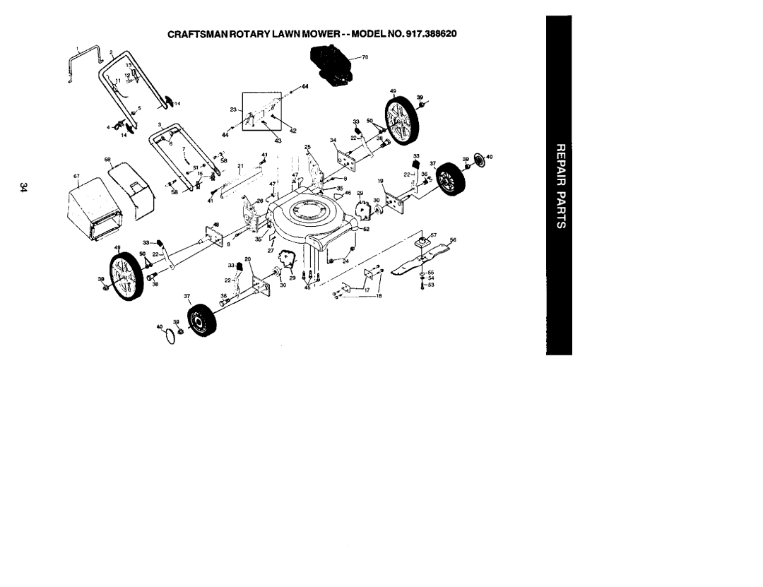 Craftsman 917.38862 owner manual Craftsman Rotary Lawn MOWER-- Model no 