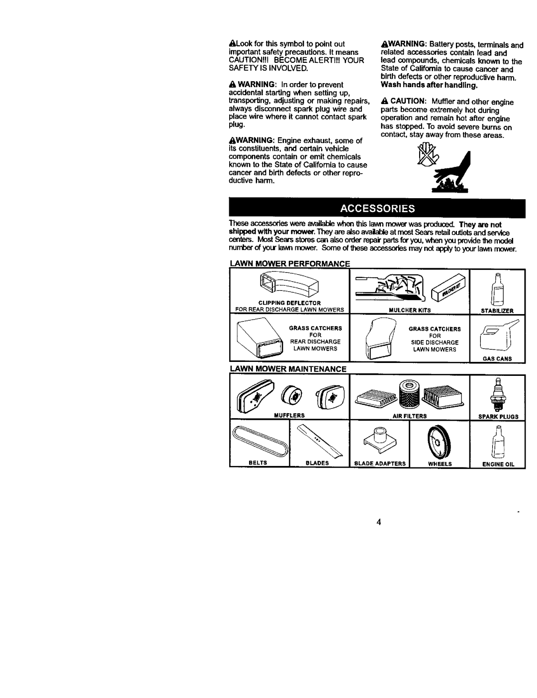 Craftsman 917.388732 Cancer and birth defects or other repro- ductive harm, Lawn Mower Performance, Lawn Mower Maintenanc 