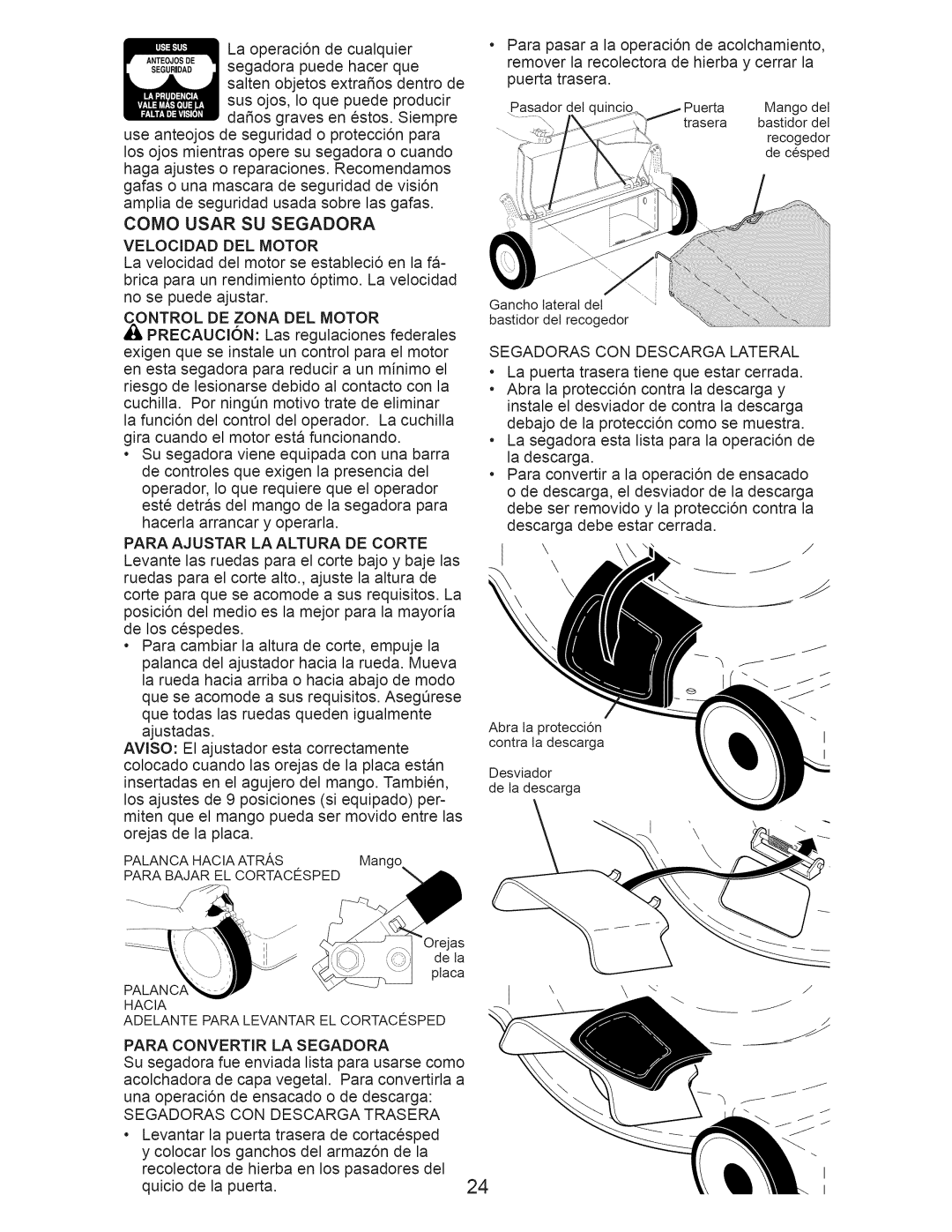 Craftsman 917.389052 owner manual Como Usar Su Segadora 