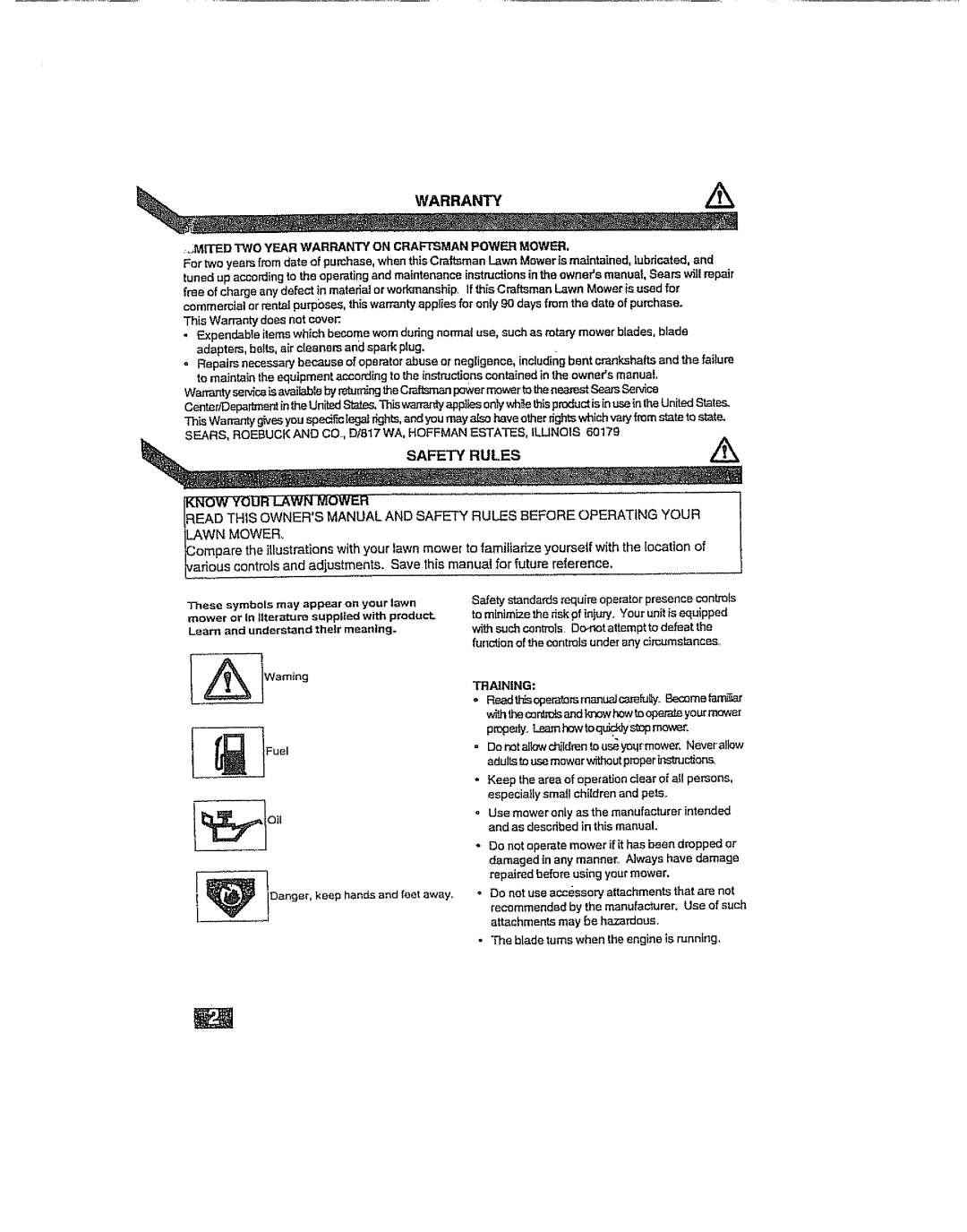 Craftsman 917.38919 Warranty, Safety Rules, Learn and understand their meaning, Readthisoperarsmanoacareu. BecomefanT 