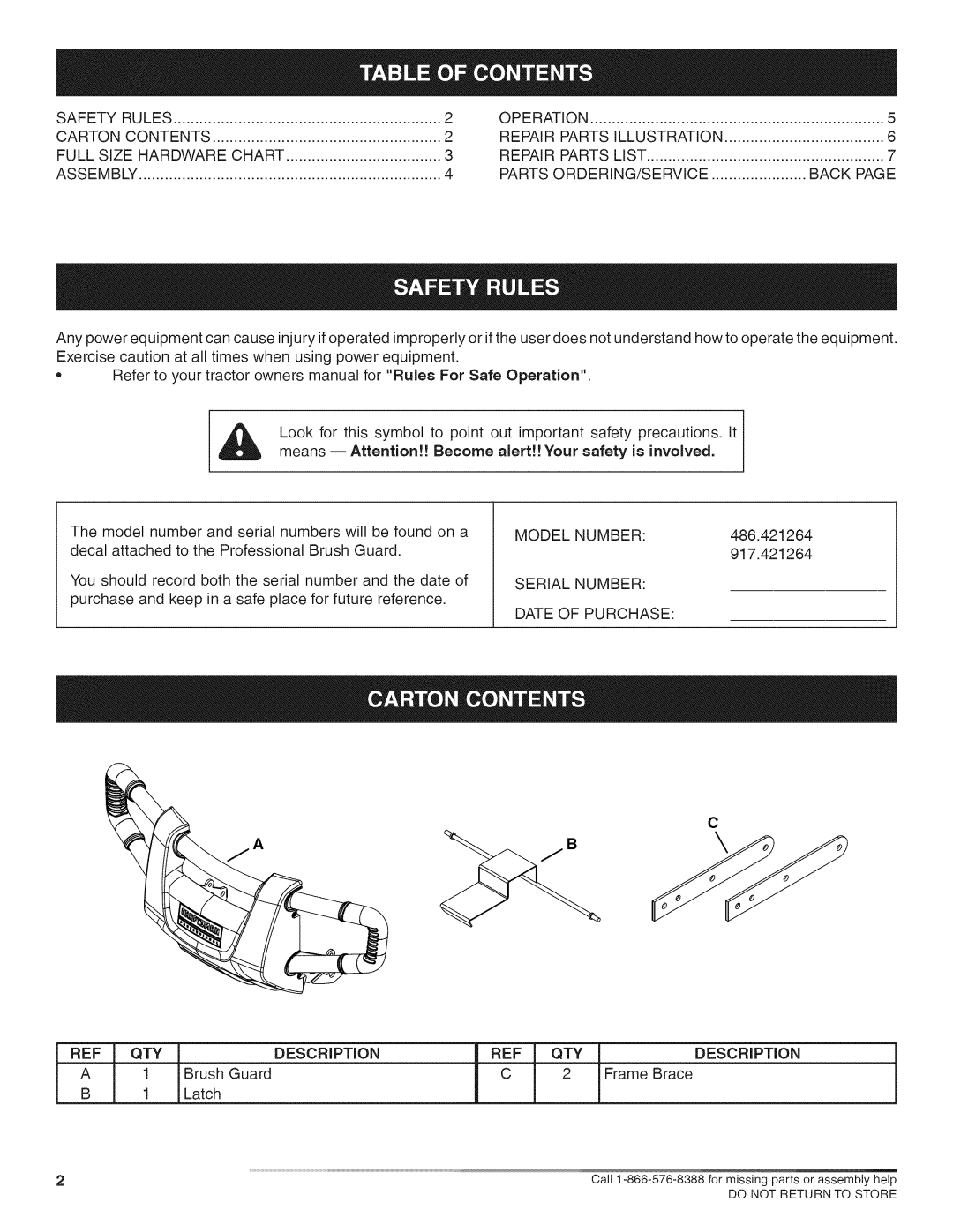 Craftsman 917.421264, 486.421264 manual QTY Description 