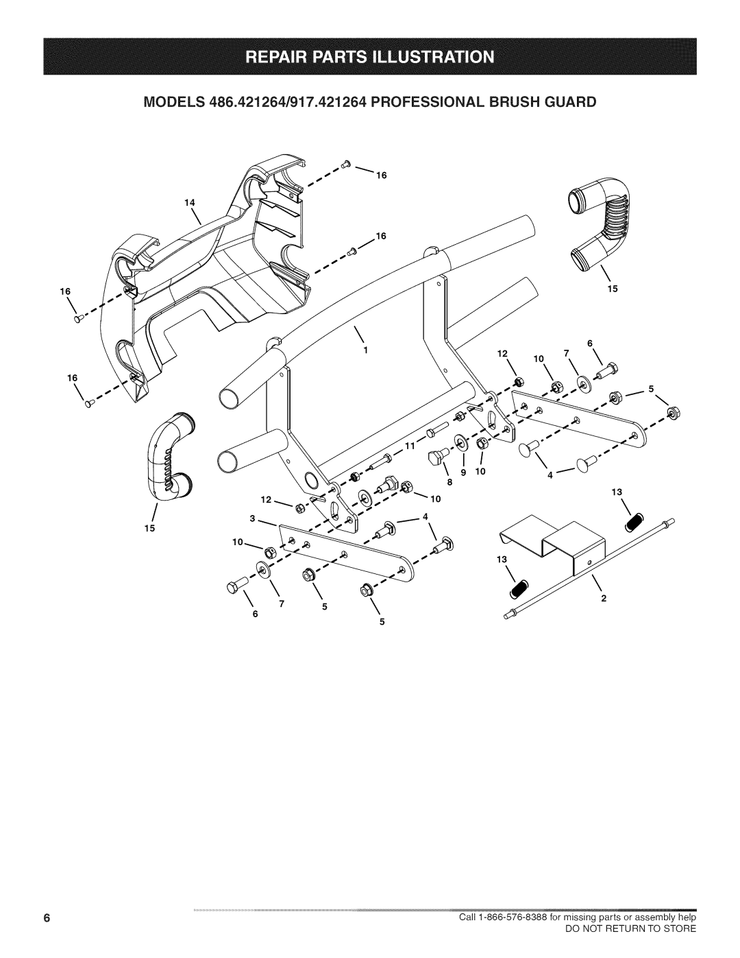 Craftsman manual lo, Models 486.421264/917.421264 Professional Brush Guard 