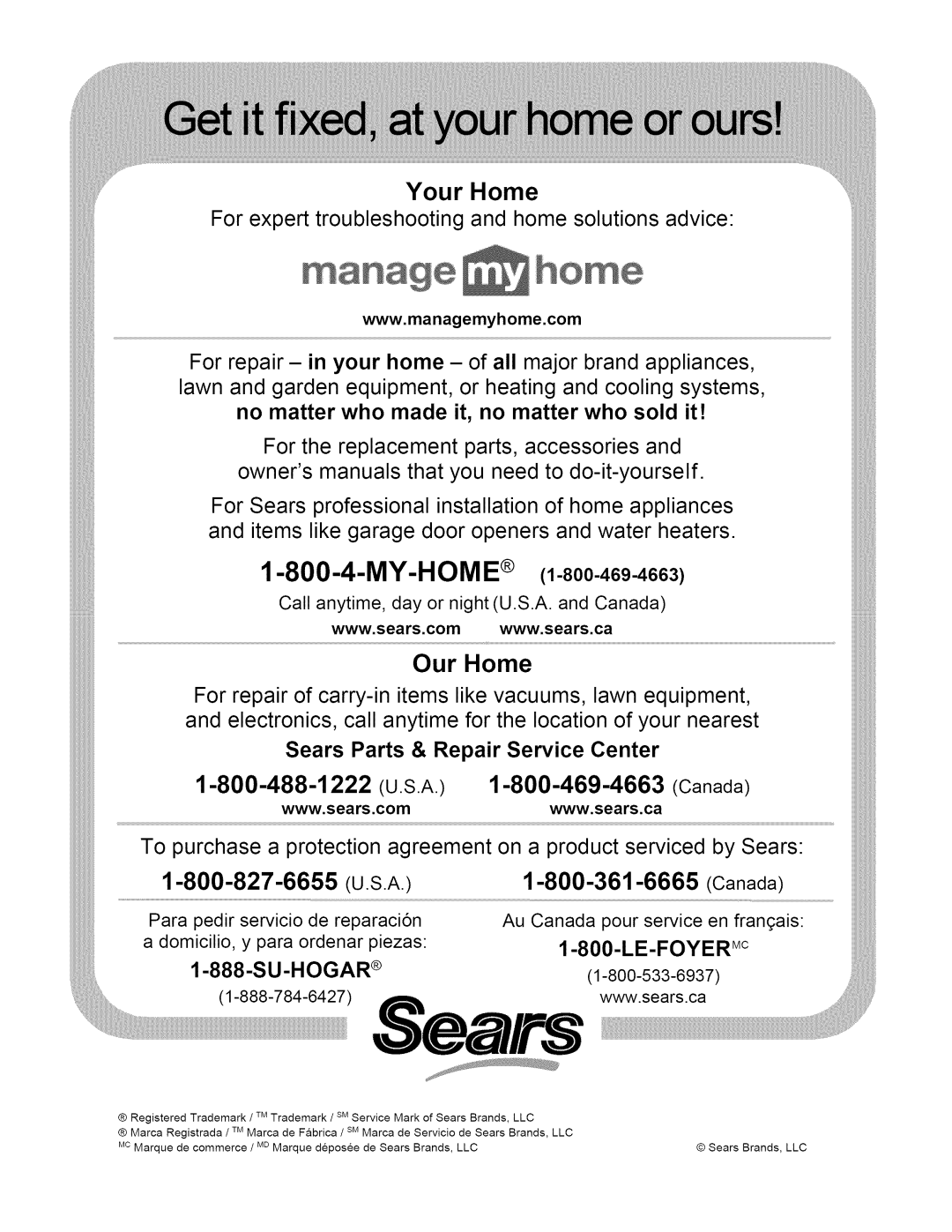 Craftsman 917.421264, 486.421264 manual My-Home, Your Home 