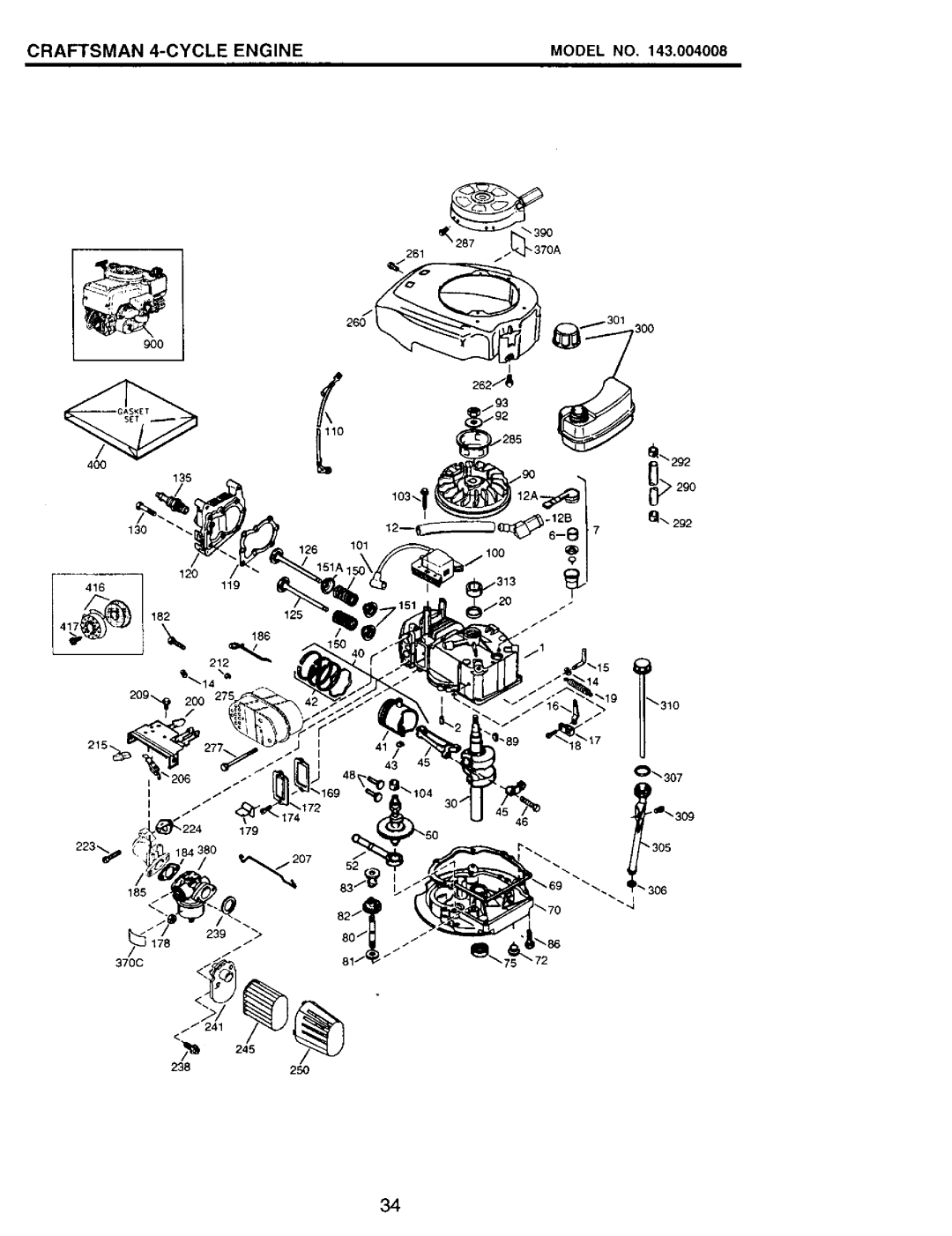 Craftsman 917.77341 owner manual Craftsman 4-CYCLE Engine, Model no 