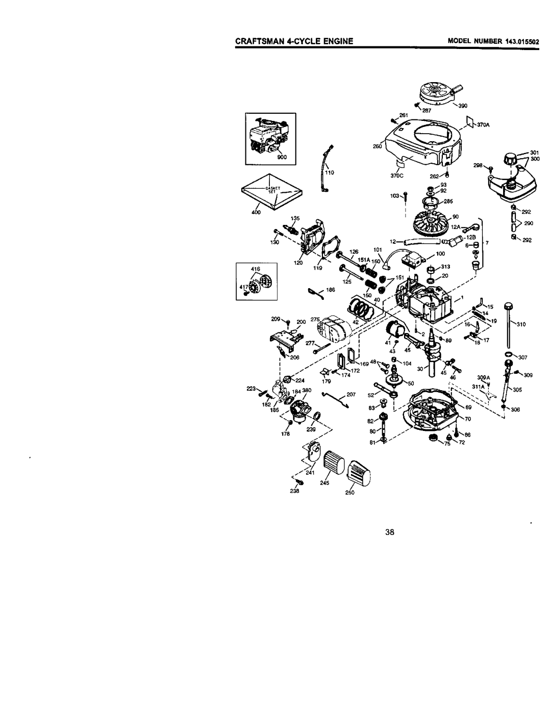 Craftsman 917.773423 owner manual Craftsman 4-CYCLE Engine MODELNUMBER143.015502 