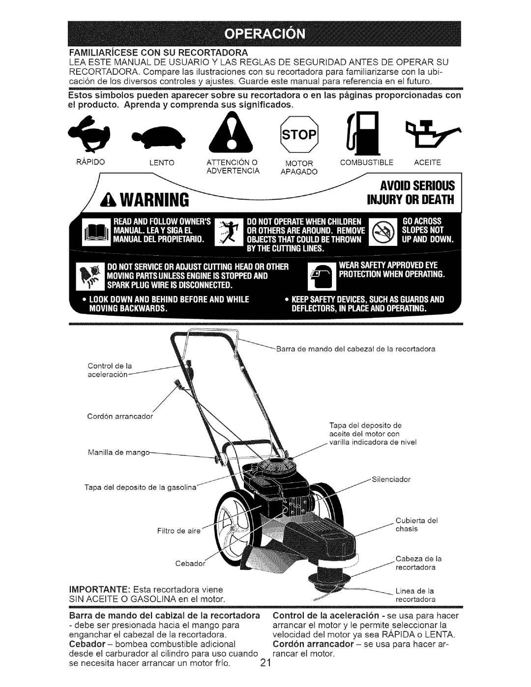 Craftsman 917.77374 owner manual Avoidserious 