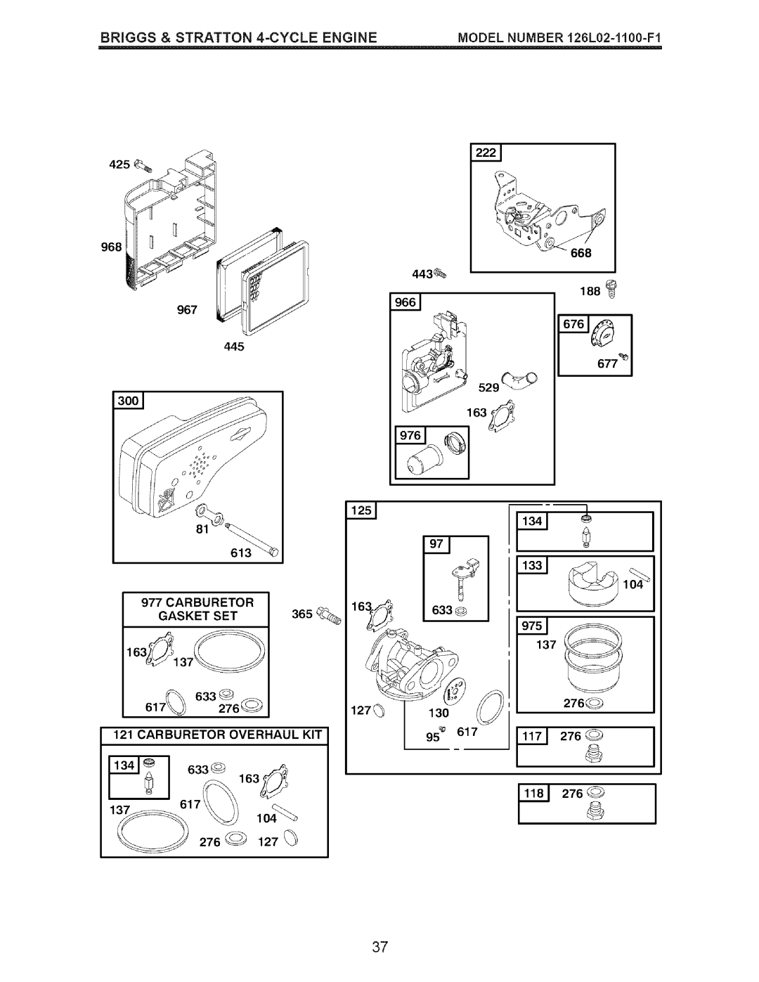 Craftsman 917.77376 owner manual Gasket SET, Carburetor Overhaul KIT 