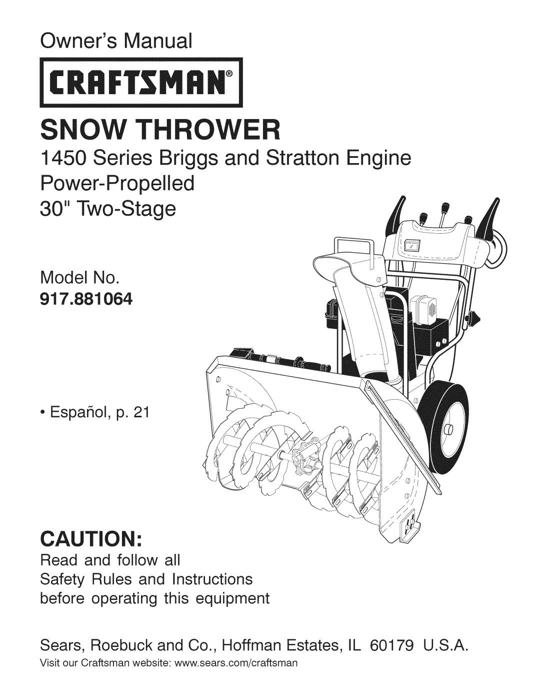 Craftsman 917.881064 owner manual CRRFT$14Rli, Cautio 