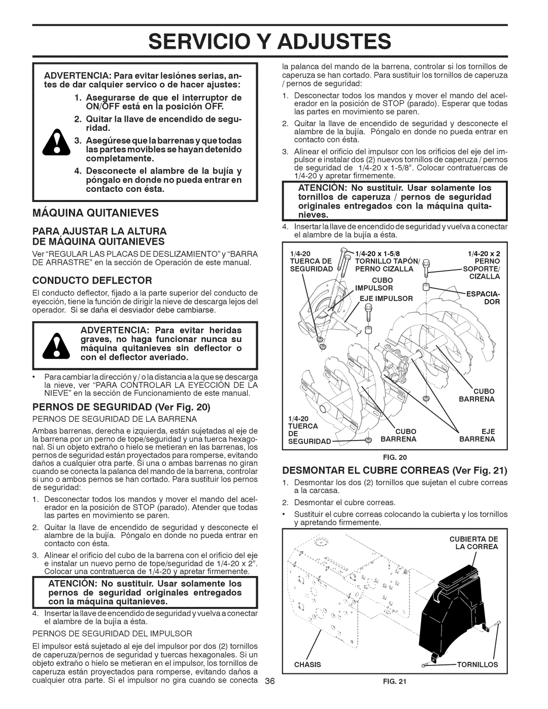 Craftsman 917.881064 Para Ajustar LA Altura DE Iviaquina Quitanieves, Conducto Deflector, Pernos DE Seguridad Vet Fig 