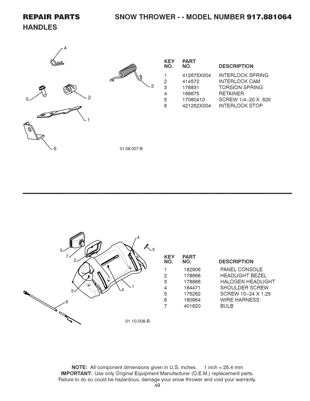 Craftsman 917.881064 owner manual Interlock 