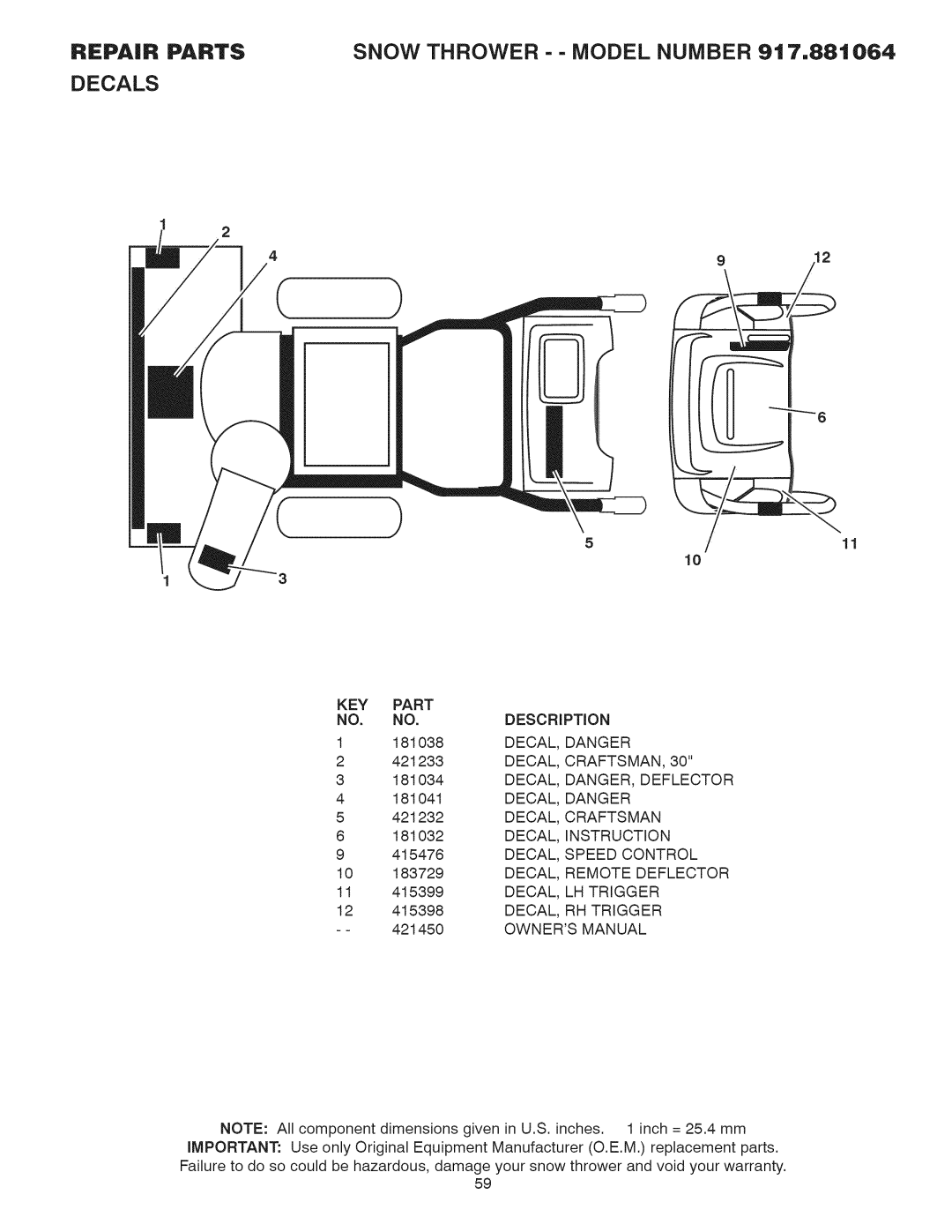 Craftsman 917.881064 owner manual Instruction 