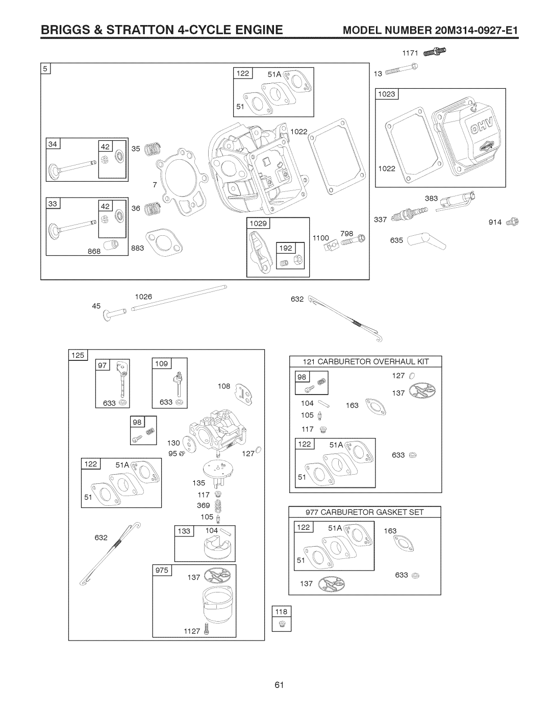 Craftsman 917.881064 owner manual Model Number 20M314-O927-E1 