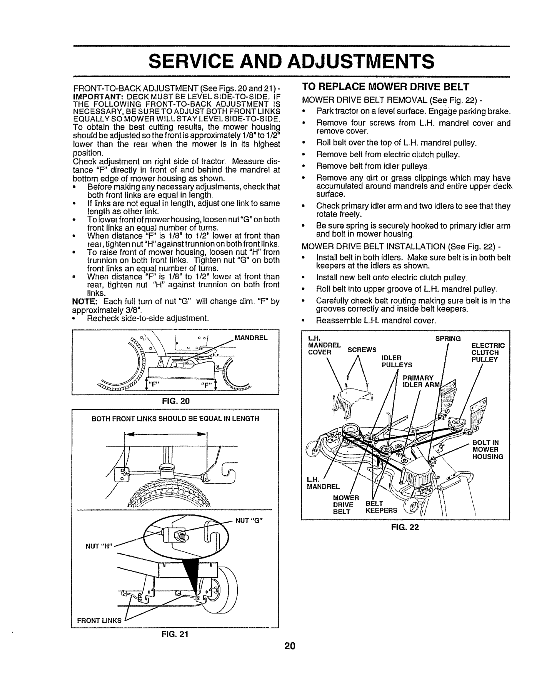 Craftsman 917O251550 owner manual ICE and Adjustments, To Replace Mower Drive Belt, Position 