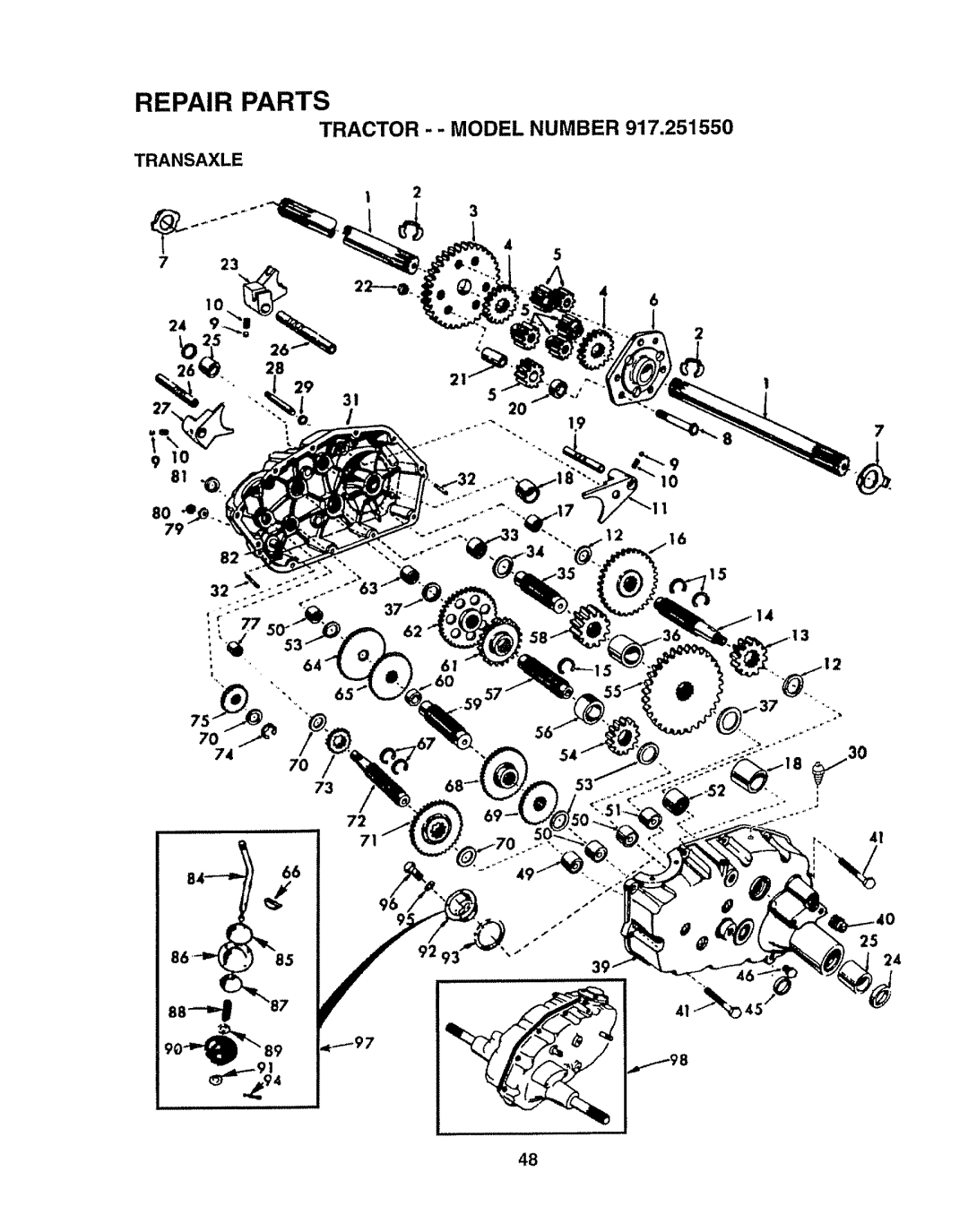 Craftsman 917O251550 owner manual Tractor - Model Number, Transaxle 