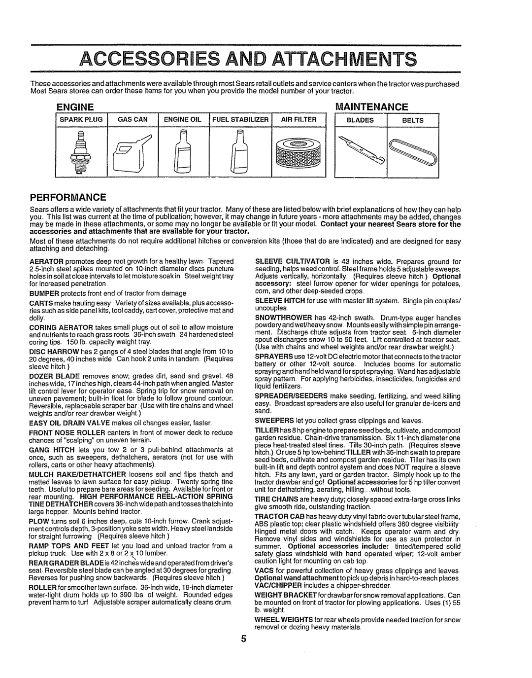 Craftsman 917O251550 owner manual Engine Maintenance, Performance 